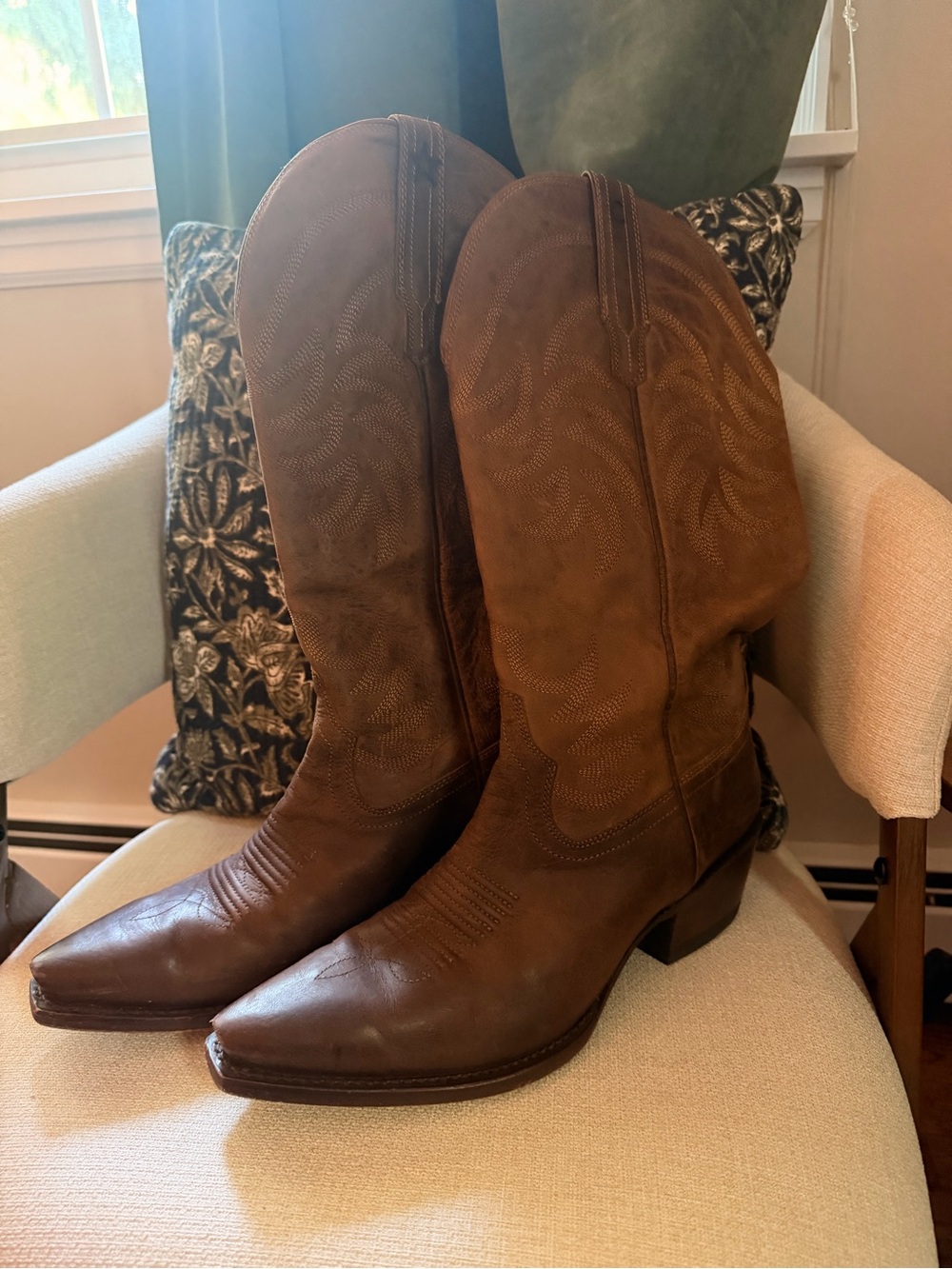 Tecovas Brown Suede and Leather Western Boots